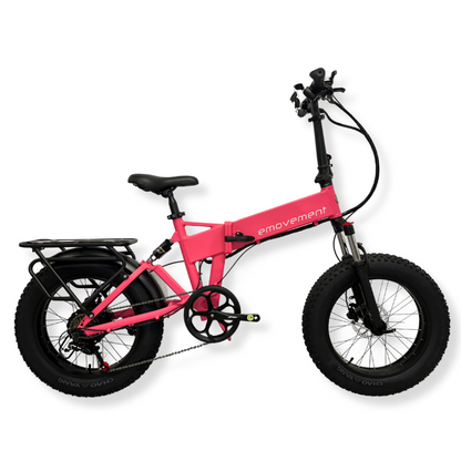 E-Movement Panther v4.2 - Folding Electric Bike - 250W Black/ Blaze Red/ Babe Pink