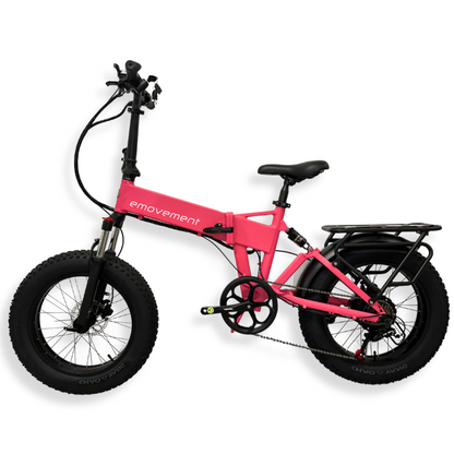 E-Movement Panther v4.2 - Folding Electric Bike - 250W Black/ Blaze Red/ Babe Pink