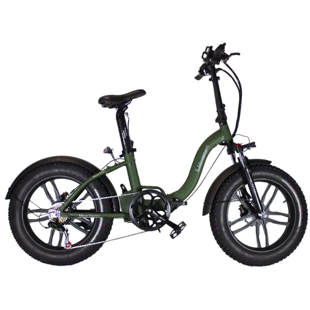 E-Movement Hunter Extreme - Folding Electric Bike - 250W Black/ Military Green